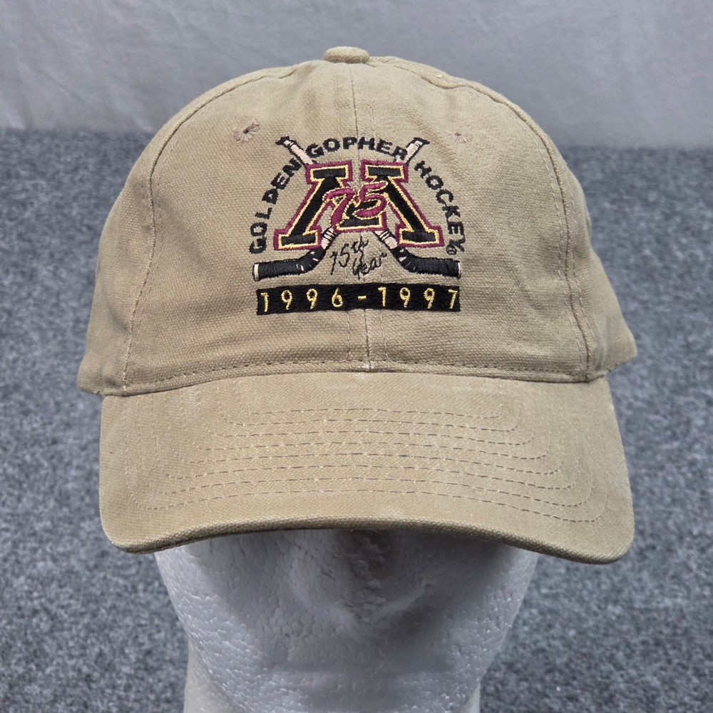 Minnesota Golden Gophers Hockey Hat Mens Tan 75th Year 1996-1997 Vintage Cap